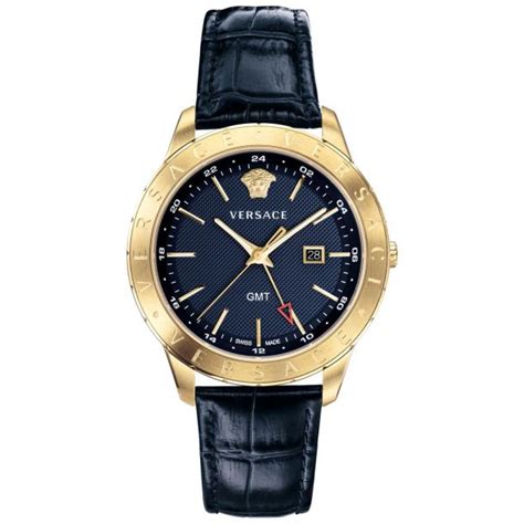 versace vebk00318|Men's Versace Univers Blue Leather Strap Watch VEBK00318.